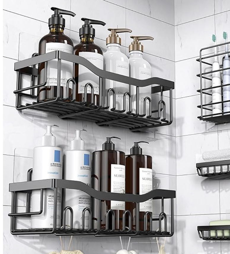 EUDELE Adhesive Shower Caddy, 5 Pack Rustproof Stainless Steel Bath Organizers With Large Capacity